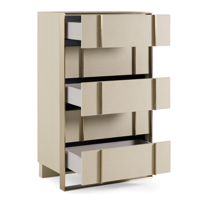 Cartier - Modern Beige Shagreen and Brushed Brass Chest