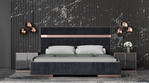 Cartier - California King Modern Black + Rose Gold Bed + Nightstands