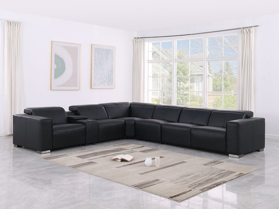 Global United 1208 Black 7PC Sectional