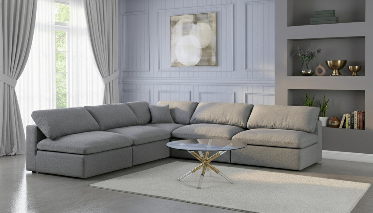 Serene Grey Linen Fabric Deluxe Cloud Modular Sectional