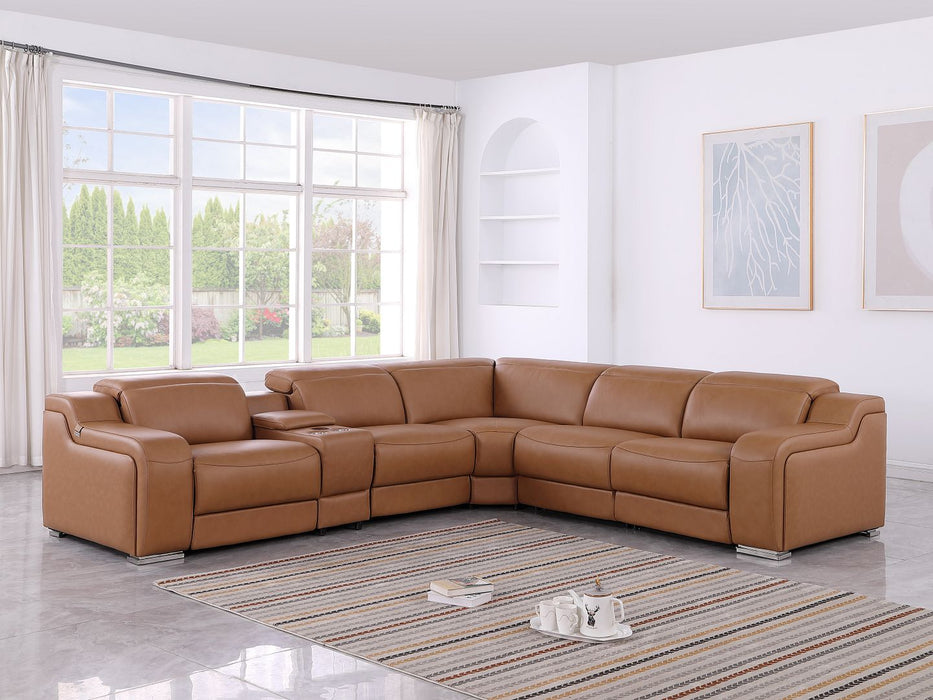 DivanItalia 1116 6pc Sectional – Cognac