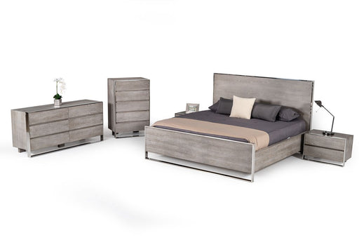 Charlene Modern Grey Elm and Stainless Steel EK Bedroom Set