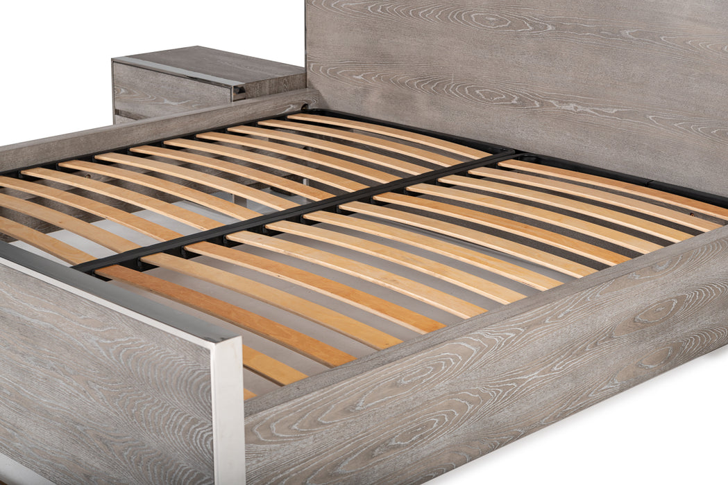 Charlene Modern Grey Elm & Stainless Steel Bedroom Set