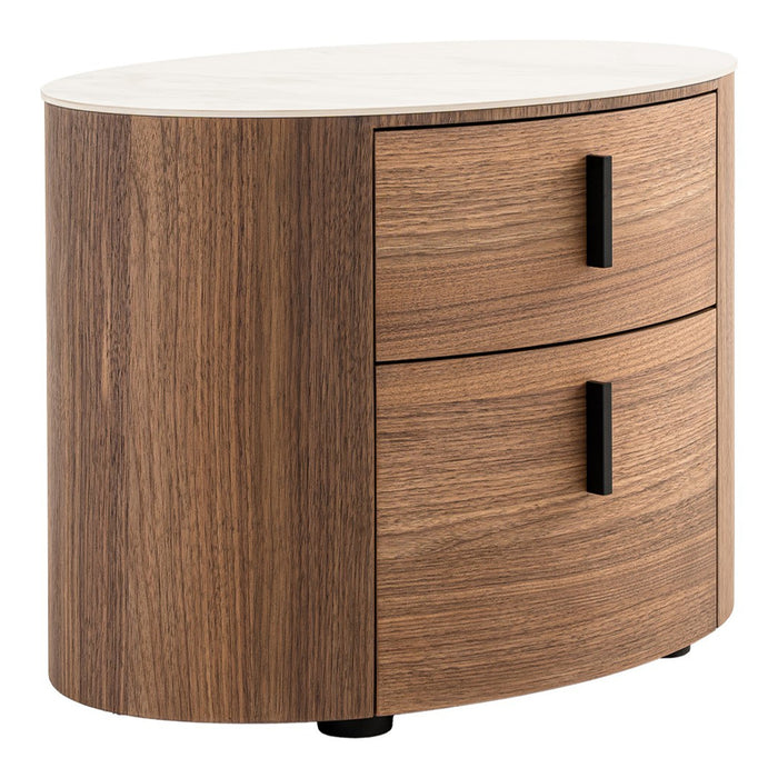 Hortman + Chelton - Modern Beige Velvet + Walnut 4-Piece Bedroom Set