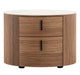 Chelton - Contemporary White Ceramic & Walnut Oval Nightstand