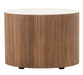 Chelton - Contemporary White Ceramic & Walnut Oval Nightstand