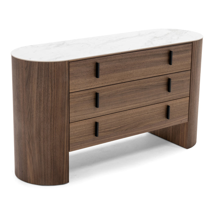 Hortman + Chelton - Modern Beige Velvet + Walnut 4-Piece Bedroom Set