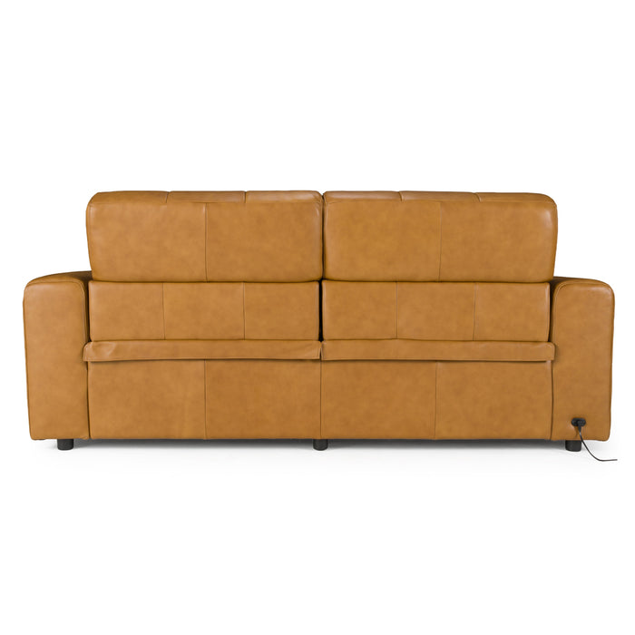 Chevak - Modern Brown Leather Sofa w/ 2 Recliners