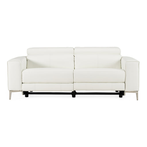 Chignik - Modern White Leather Sofa w/ 2 Recliners