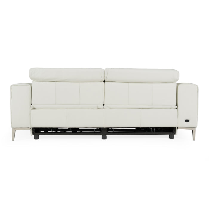 Chignik - Modern White Leather Sofa w/ 2 Recliners