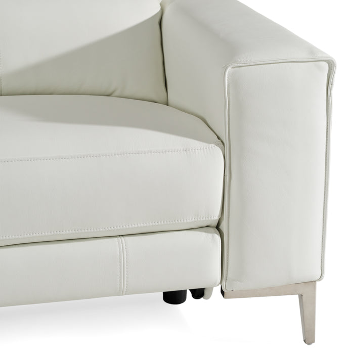 Chignik - Modern White Leather Sofa w/ 2 Recliners