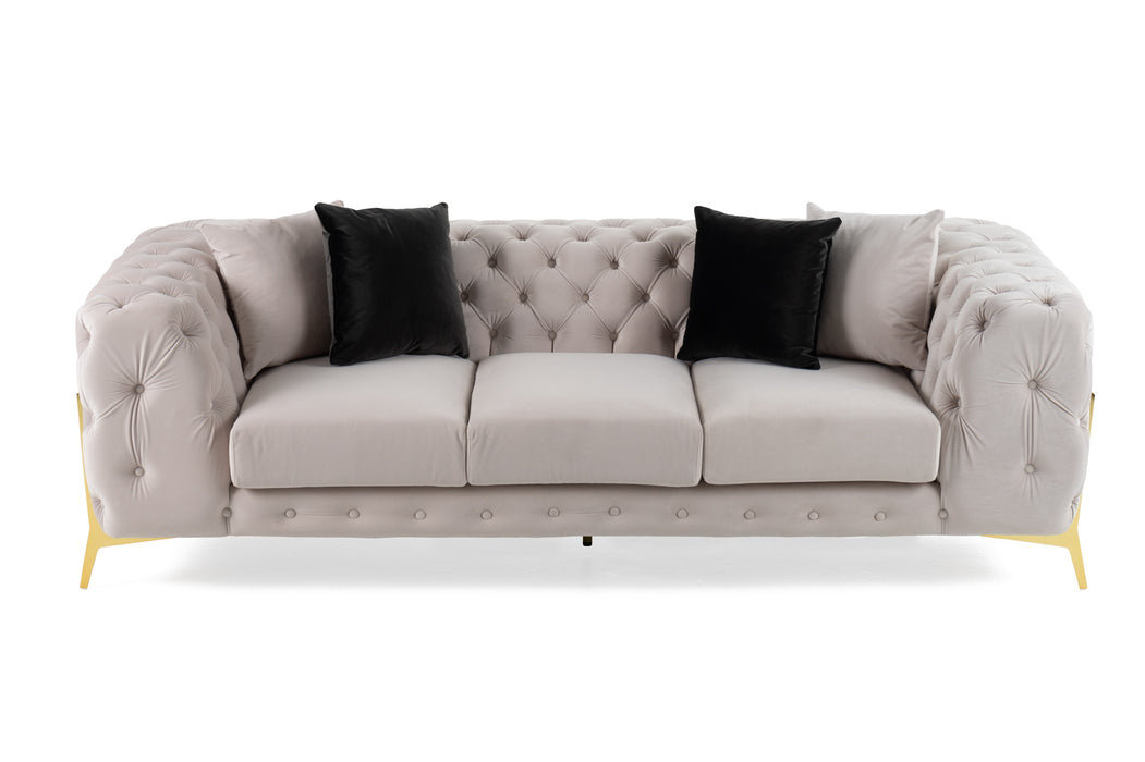 Clarice - Transitional Light Beige Velvet Sofa
