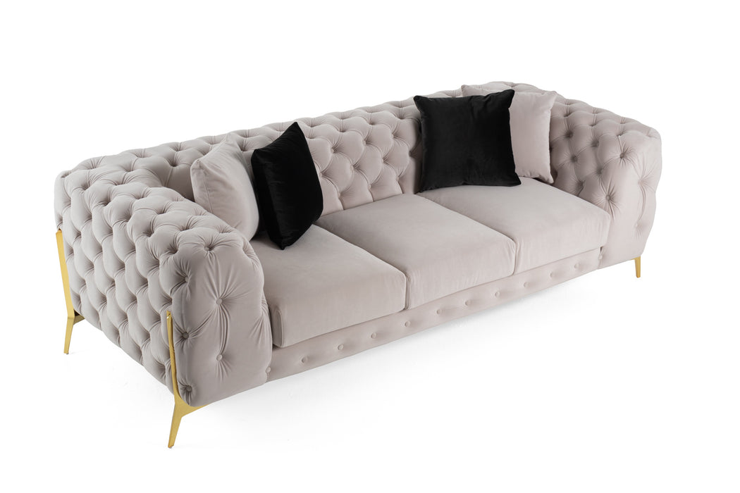 Clarice - Transitional Light Beige Velvet Sofa
