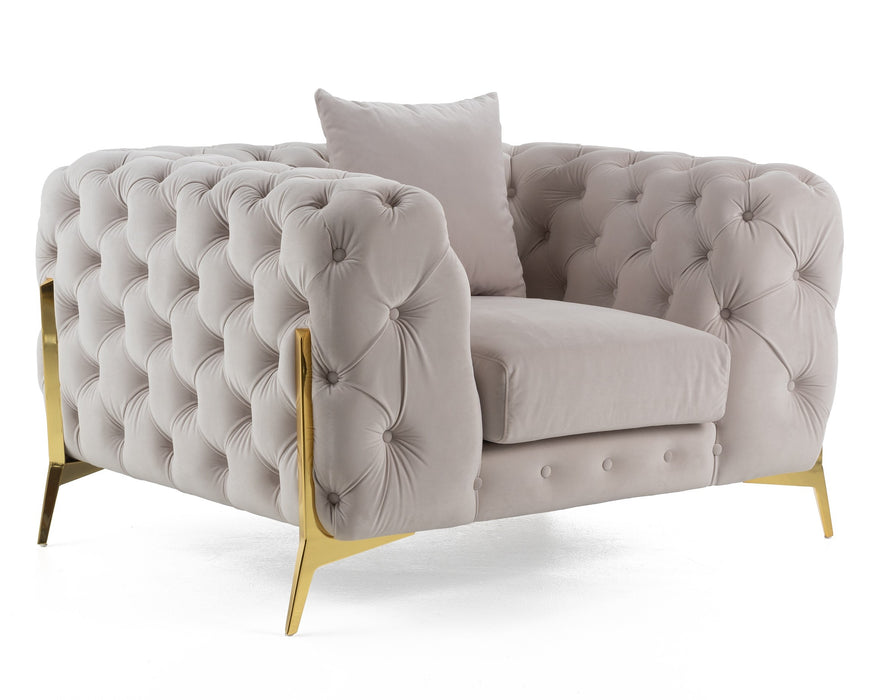 Clarice - Transitional Light Beige Velvet Chair