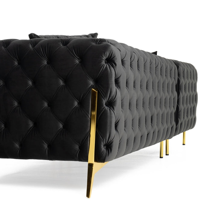 Clarice - Transitional Black Velvet Sectional Sofa