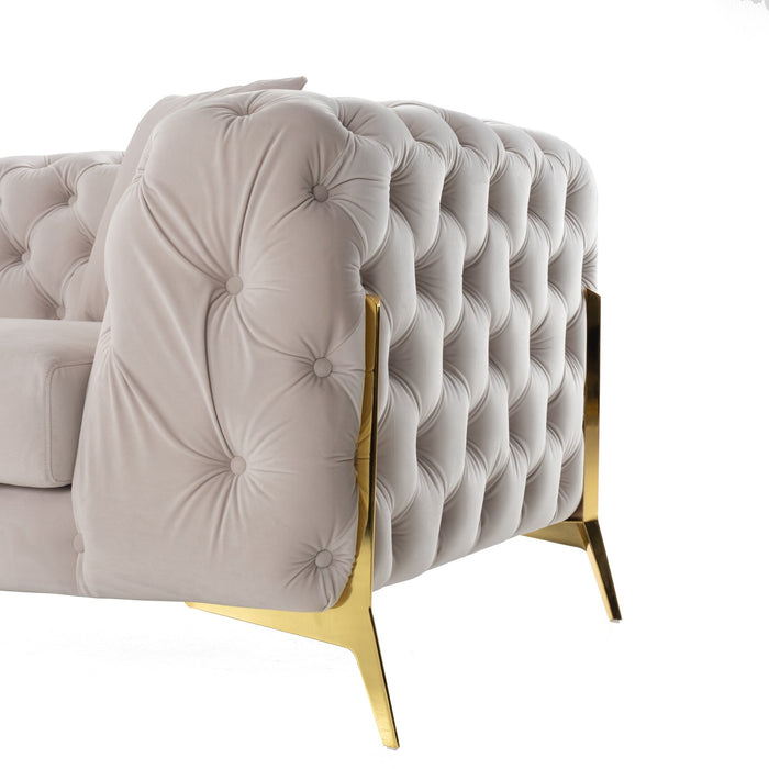Clarice - Transitional Light Beige Velvet Sectional Sofa