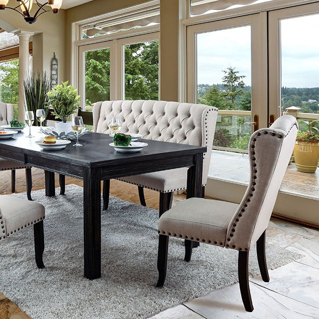 Sania 7 Pc Dining Table Set Antique Black