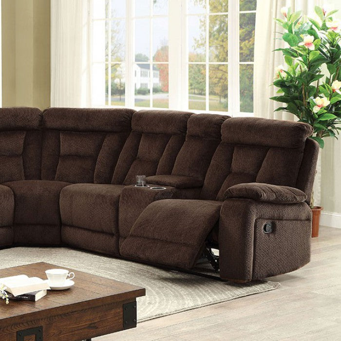 LOUD - SECTIONAL W/ 2 CONSOLES, BROWN