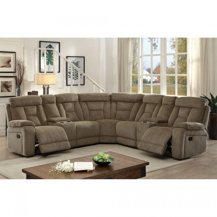 LOUD - SECTIONAL W/ 2 CONSOLES, MOCHA