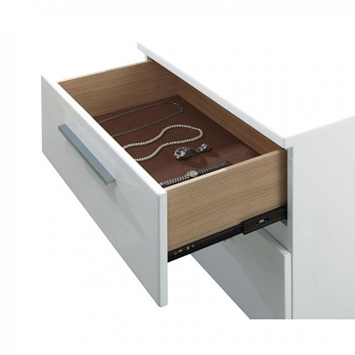 TIN  NIGHT STAND - White Contemporary Night Stand | NorCal Furniture Santa Clara CA