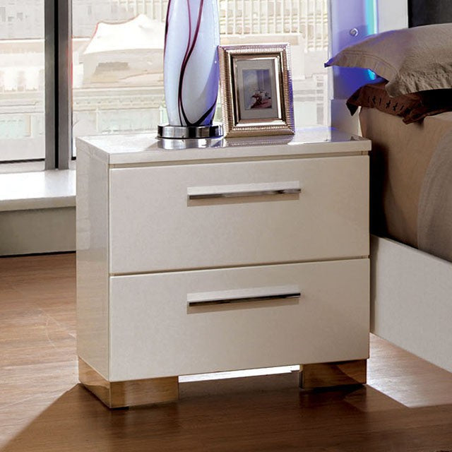 TIN  NIGHT STAND - White Contemporary Night Stand | NorCal Furniture Santa Clara CA