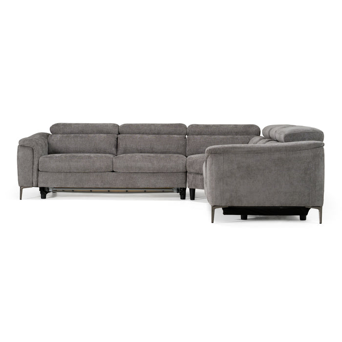 Coffman - Modern Grey Fabric Sectional Sofa w/ Sofa Bed + Recliner