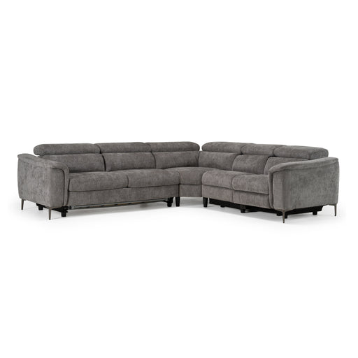 Coffman - Modern Grey Fabric Sectional Sofa w/ Sofa Bed + Recliner