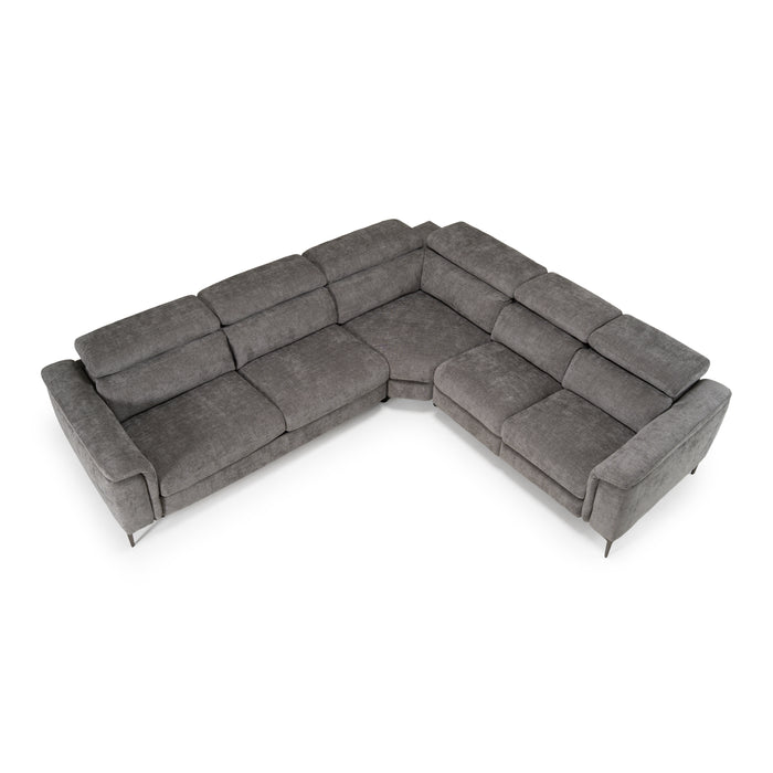 Coffman - Modern Grey Fabric Sectional Sofa w/ Sofa Bed + Recliner