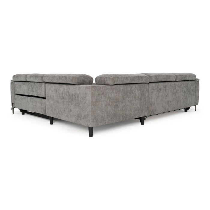 Coffman - Modern Grey Fabric Sectional Sofa w/ Sofa Bed + Recliner