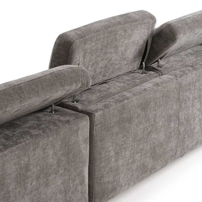Coffman - Modern Grey Fabric Sectional Sofa w/ Sofa Bed + Recliner