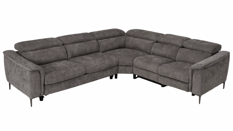 Coffman - Modern Grey Fabric Sectional Sofa w/ Sofa Bed + Recliner
