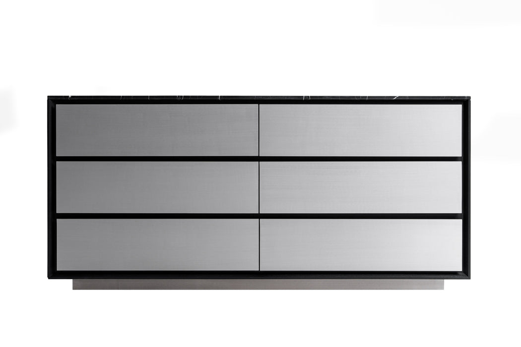 Concord - Modern Black Marble + Black Ash + Aluminum Dresser