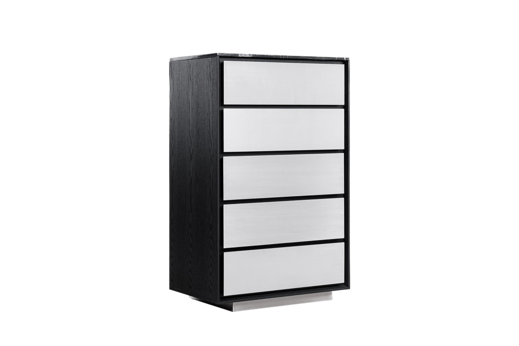 Concord - Modern Black Marble + Black Ash + Aluminum Chest