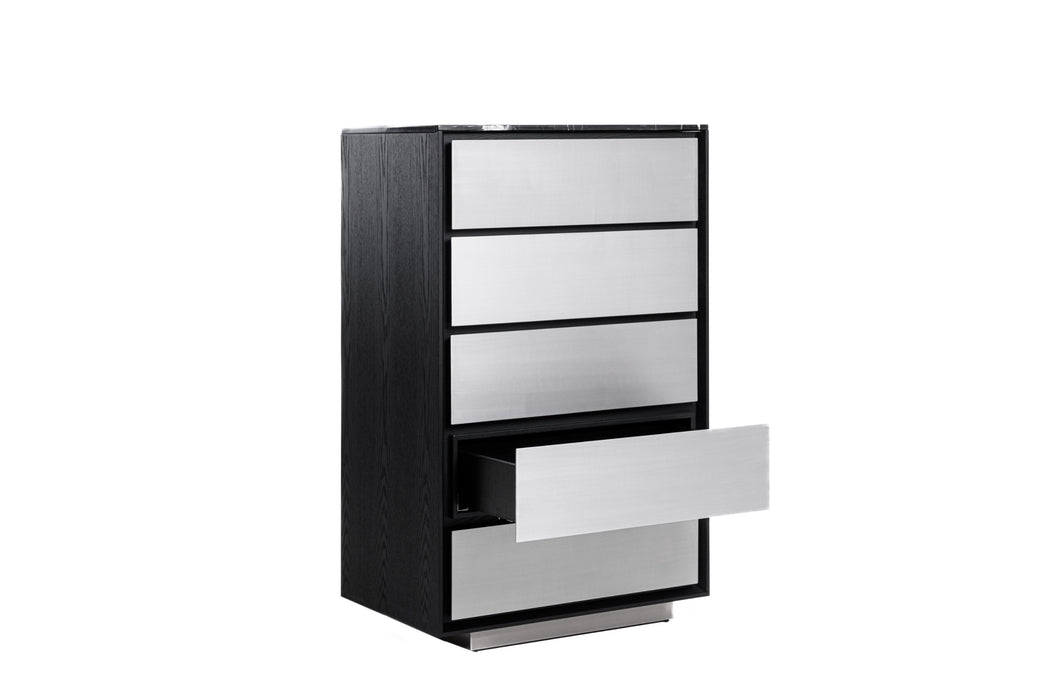 Concord - Modern Black Marble + Black Ash + Aluminum Chest