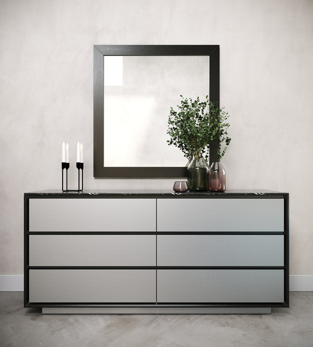 Concord - Modern Black Marble + Black Ash + Aluminum Dresser