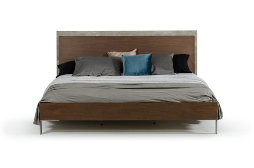 Conner Modern Dark Walnut & Faux Concrete Bed