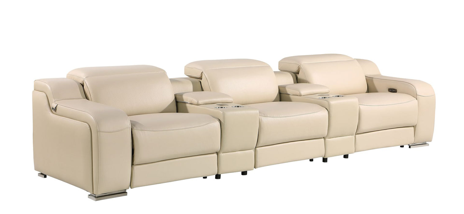 Global United 6111 L-Shaped Power Reclining Sectional | Genuine Leather