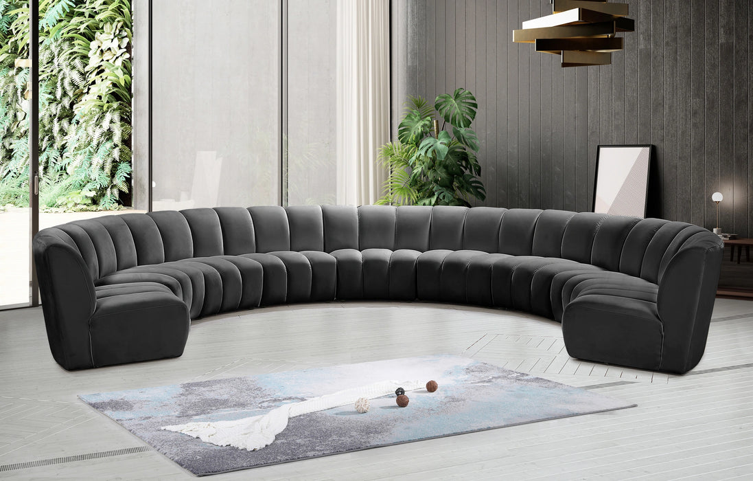 Infinity Grey Velvet 9pc. Modular Sectional