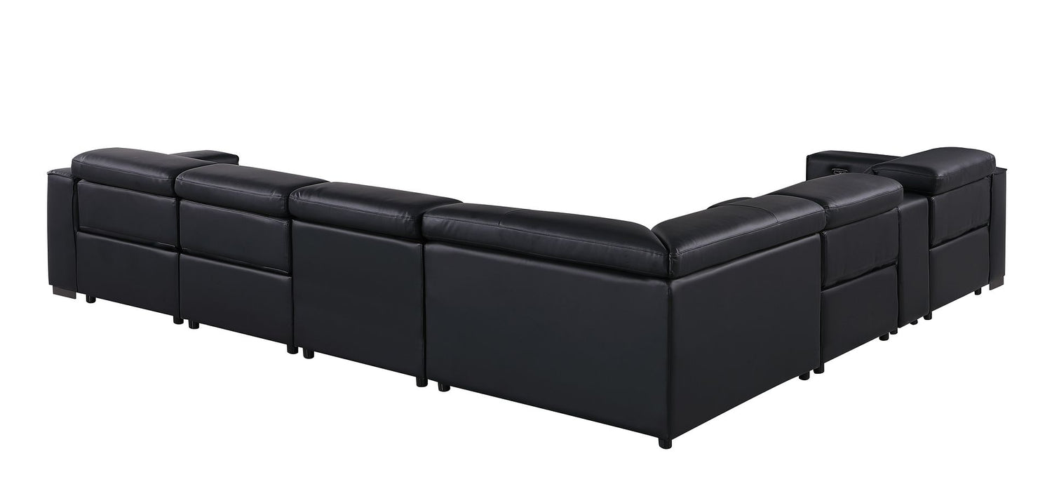 Global United 1208 Black 7PC Sectional