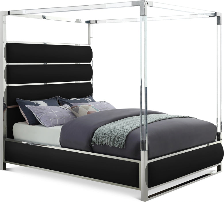 Encore Black Faux Leather King Bed (4 Boxes)
