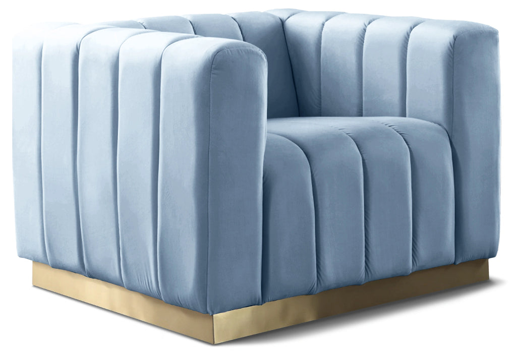Marlon Sky Blue Velvet Chair