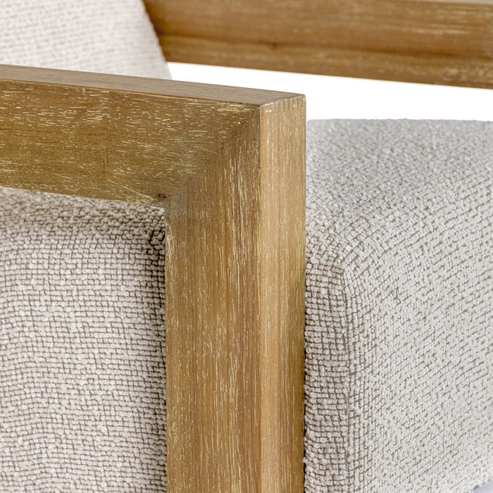 Dalhart - Modern Beige Fabric + Grey Wash Wood Accent Chair