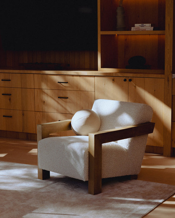 Dalhart - Modern Beige Fabric + Grey Wash Wood Accent Chair