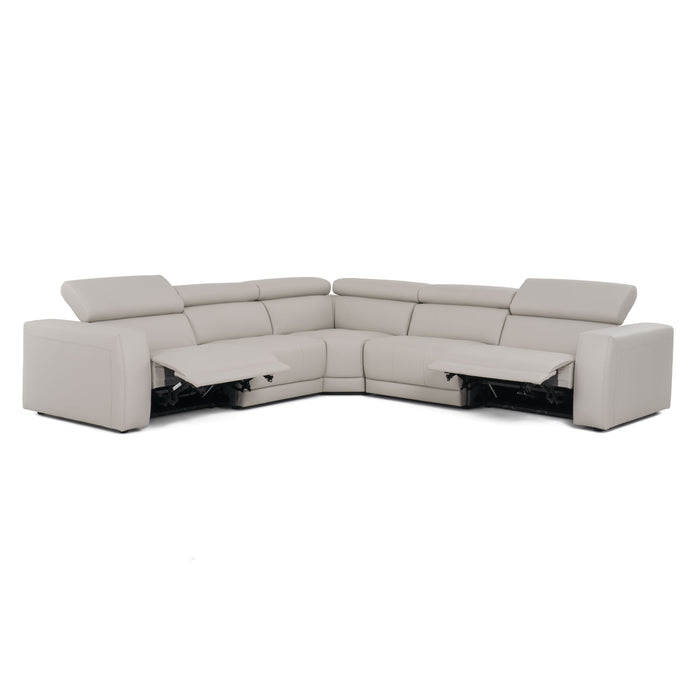 Dalton - Modern Italian Light Grey Leather Sectional + Recliners