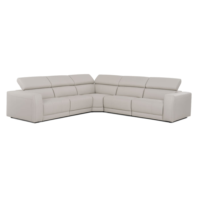 Dalton - Modern Italian Light Grey Leather Sectional + Recliners