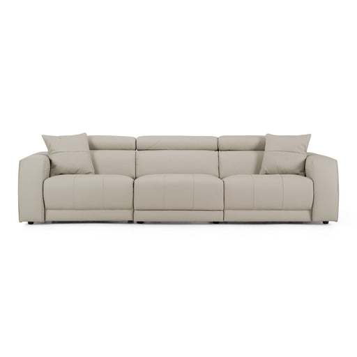 Dalton - Modern Italian Light Grey Leather 4-Seat Sofa + 2 Recliners