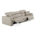 Dalton - Modern Italian Light Grey Leather 4-Seat Sofa + 2 Recliners
