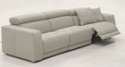 Dalton - Modern Italian Light Grey Leather 4-Seat Sofa + 2 Recliners