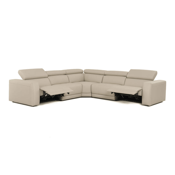 Dalton - Modern Italian Oyster Leather Sectional + 2 Recliners