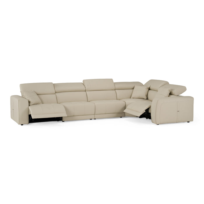 Dalton - Modern Italian Oyster Leather Sectional + 2 Recliners